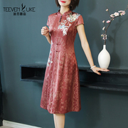 改良旗袍真丝桑蚕丝，高端复古女装中国风连衣裙，时尚杭州丝绸女