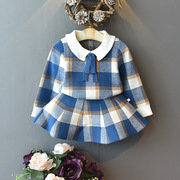 韩版童装2023秋装儿童洋气套装女童，针织套裙宝宝毛衣裙(毛衣裙)两件套