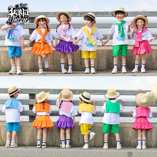 小学生运动会服装六一儿童，幼儿园国潮糖果色，毕业照啦啦队表演出服