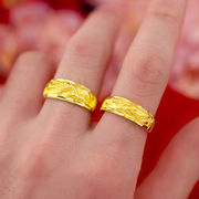 沙金戒指女款越南泰国金情侣款对戒男女士龙凤呈祥婚庆结婚黄金色