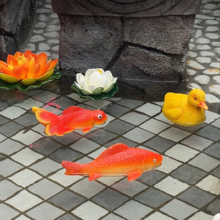 仿真动物浮水鱼水池鱼缸池塘，漂浮树脂摆件商场，幼儿园花园创意造景