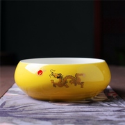 陶瓷烟灰缸时尚创意个性家用客厅，办公室收纳缸白黑红黄颜色(黄颜色)定制