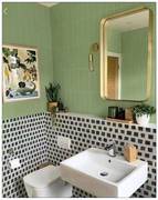 墨绿色格子水磨石卫生间厨房瓷砖复古浴室墙砖餐厅防滑地板砖600