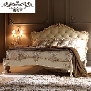 新古典床家具 全实木床美式床欧式床双人床1.8米法式床复古做旧床