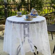 复古网纱镂空野餐布法式白色蕾丝桌布装饰台布盖巾拍照摄影背景布