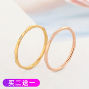 素圈戒指女小众设计高级感时尚，个性不掉色钛钢18k玫瑰金尾戒小指