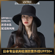 UVTEC防紫外线遮阳帽太阳帽渔夫帽盆帽UPF50+折叠水洗沙滩帽