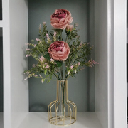 ins风花瓶简约铁艺，北欧创意透明玻璃水培，客厅桌面玫瑰假花尤加利