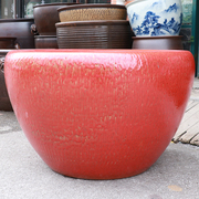 颜色釉红色陶瓷1米特大号鱼缸客厅，酒店荷花盆，庭院室外风水缸摆件