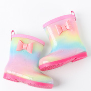 儿童雨鞋雨靴男童加棉女童可爱防滑水，鞋加绒宝宝雨靴彩虹防水胶鞋