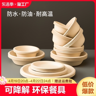 一次性碗筷套装家用纸盘纸碗餐具可降解盘子筷子食品级餐盘环保