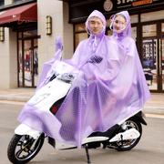 电动摩托车双人雨衣 加大加厚双帽檐面罩防水PVC透明男女雨披