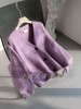 韩国原单vintage加厚宽松开衫v领紫色马海毛毛衣外套慵懒风羊毛衫