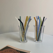 ins彩色玻璃吸管套装耐热女咖啡餐具高颜值少女透明水杯吸管配件