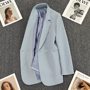 蓝色西装外套女设计感气质小众时尚潮流西服