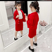 毛衣套装女童秋冬装2021洋气，网红儿童休闲针织，两件套女孩套裙