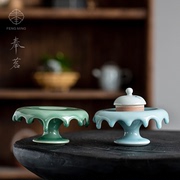 奉茗青瓷流油盖置梅子青陶瓷，紫砂茶壶盖碗，盖托功夫茶具茶道零配件