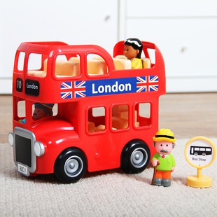英国elc伦敦巴士儿童双层观光公交车益智玩具，车红色声光汽车1-6岁
