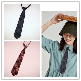 韩版女学生小领带免打结格子领带女学院风连衣裙短尖头领带