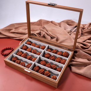 文玩收纳盒多格大容量核桃盒古玩珠宝手串整理盒狮子头核桃储存盒