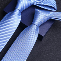 商务风婚礼，职业蓝色8cm真丝领带