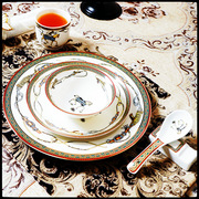 酒店摆台餐具厨房餐饮盘子陶瓷碟碗中式会所饭店包厢定制骨瓷套装