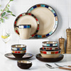 日式陶瓷创意碗碟套装家用釉下彩网红简约组合2/4/6人食餐具套装