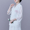 佛艺缘原创设计手绘复古七分袖衬衫中国风改良汉服上衣中式茶人服