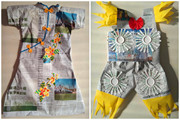 六一儿童时装秀环保服装幼儿园亲子手工diy报纸纸杯创意衣服