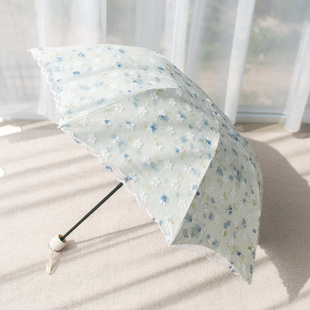 双层太阳伞超强防晒防紫外线蕾丝折叠女晴雨两用黑胶遮阳伞upf50+