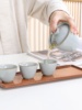 水墨哥窑陶瓷旅行茶具，外出月白汝窑茶具，旅行茶具便携