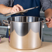 不锈钢汤桶商用圆形带盖煮肉桶炖卤肉锅高身复底锅加厚电磁炉汤锅