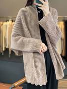 高端羊绒披肩斗篷女士秋冬宽松开衫披风外搭毛衣纯色针织羊毛围巾