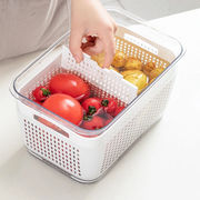日式双层沥水篮保鲜盒保鲜沥水篮厨房冰箱蔬菜收纳盒带滤水洗菜篮