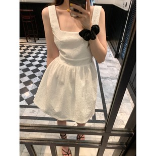 韩国东大门chic2023夏季法式后背镂空连衣裙，女气质甜美吊带裙