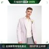 香港直邮潮奢 ASOS 男士设计婚礼紧身棉质淡紫色西装外套