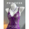 紫色蕾丝网纱拼接吊带性感睡衣女性感内衣套装睡衣纯欲女睡裙
