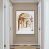 美式复古玄关建筑装饰画欧式走廊挂画竖版大尺寸，简美轻奢壁画素描