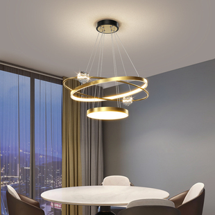 餐厅吊灯现代简约轻奢水晶圆形饭厅灯2024年北欧餐桌三头灯具
