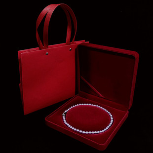 新年春酒红色绒布珍珠项链首饰盒专用高档礼物包装盒母亲节送妈妈