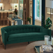 美式弧形墨绿色三人沙发，绒布双人沙发，轻奢后现代沙发欧式客厅家具