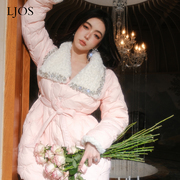 LJOS羊羔毛领嫩粉色羽绒服加厚保暖95白鸭绒外套时尚设计冬装