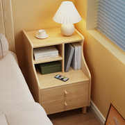 实木床头柜白色简约家用小型储物收纳柜卧室，夹缝儿童床边柜置物架