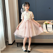 7岁-14女童装连衣裙120码洋气小女孩夏中国风170网纱旗袍裙子