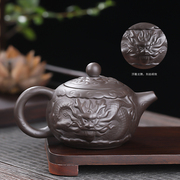 朱泥紫砂茶壶单壶家用大容量泡茶壶纯手工浮雕功夫茶具小号西施壶