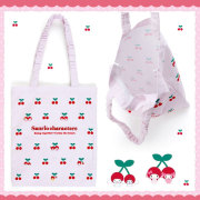 日本sanrio三丽鸥，樱桃郁金香春色系列单肩布包，环保袋