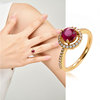 18k玫瑰金天然红宝石钻戒指女款简约日常百搭轻奢高级感珠宝定制