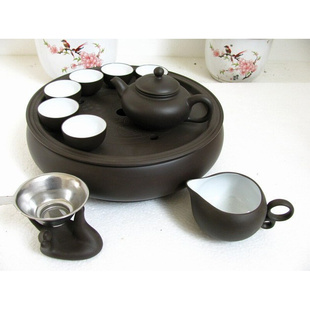 整套紫砂茶具大号茶盘套装，实惠家用茶具，(盖碗茶壶两款)