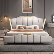 真皮主卧床轻奢意式牛皮2米婚床1.8米双人大床现代简约储物皮艺床