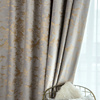 现代美式轻奢绒布烫金灰色窗帘定制几何别墅客厅落地飘窗遮光